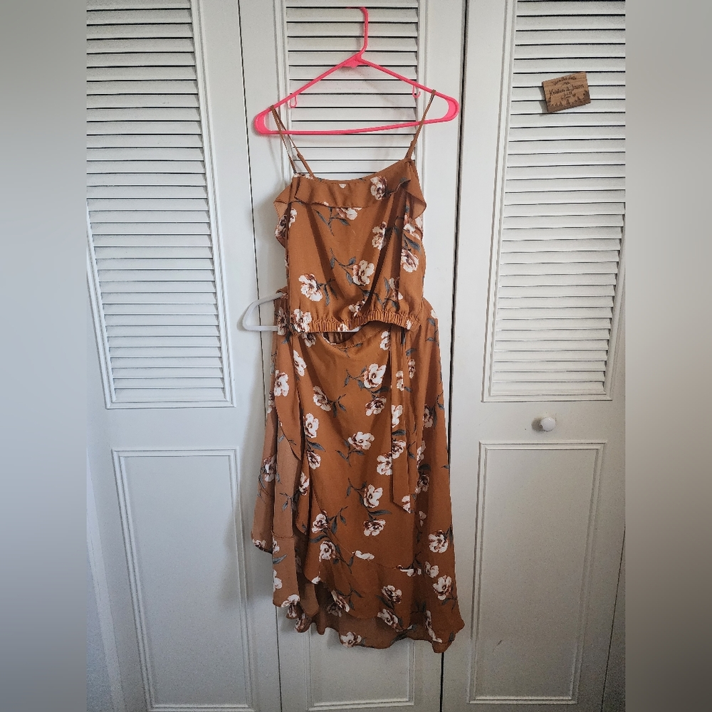 Two piece floral skirt & top set